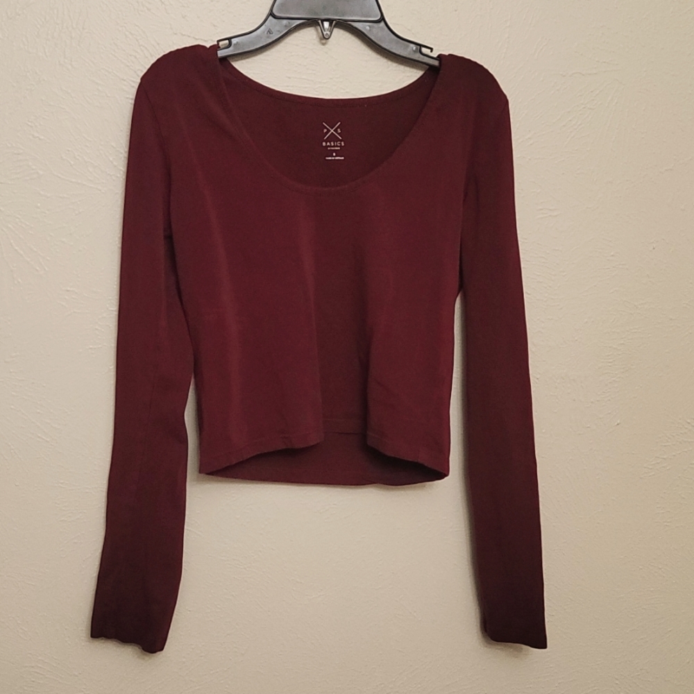 Womens Sm pac sun basics red long sleeve crop top